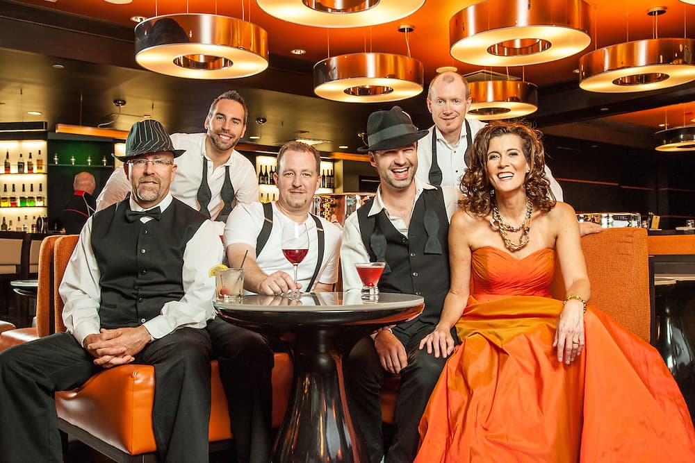 Editorial group photographed on location